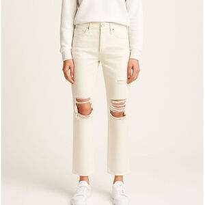 Levis 501 Crop Jeans Distressed Straight Leg Point Black Women’s Size W25L26